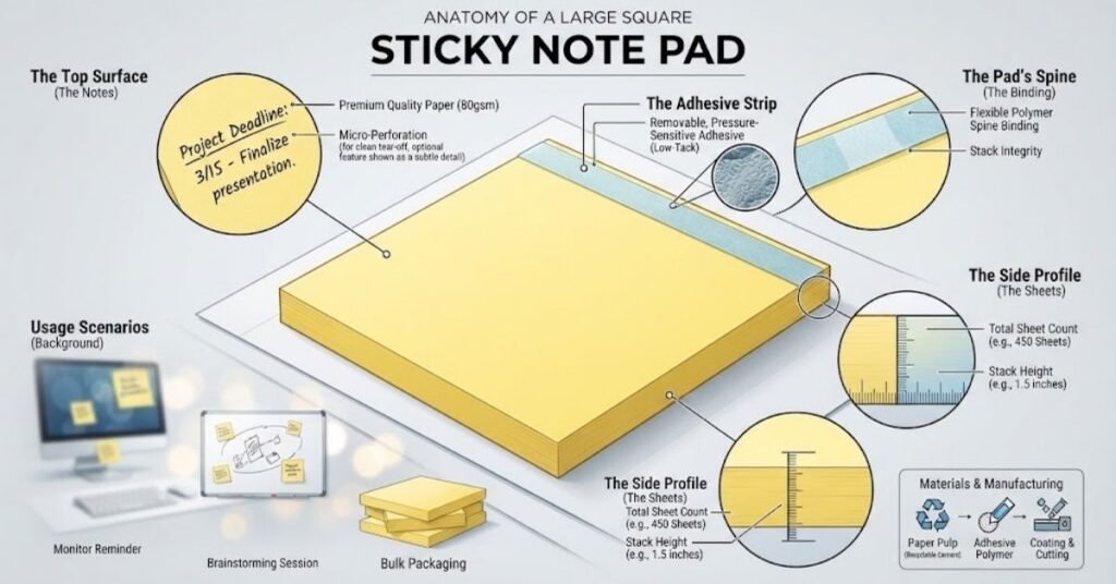 Large Square Sticky Note Pad