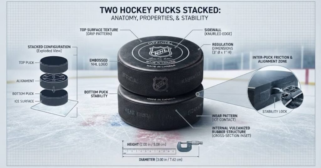Two Hockey Pucks Stacked